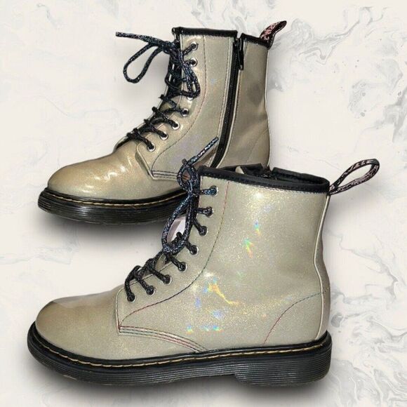 Dr. Martens 1460 Silver Rainbow Glitter Pride Zip / Lace Up Combat Boots Size 5 - Picture 1 of 9
